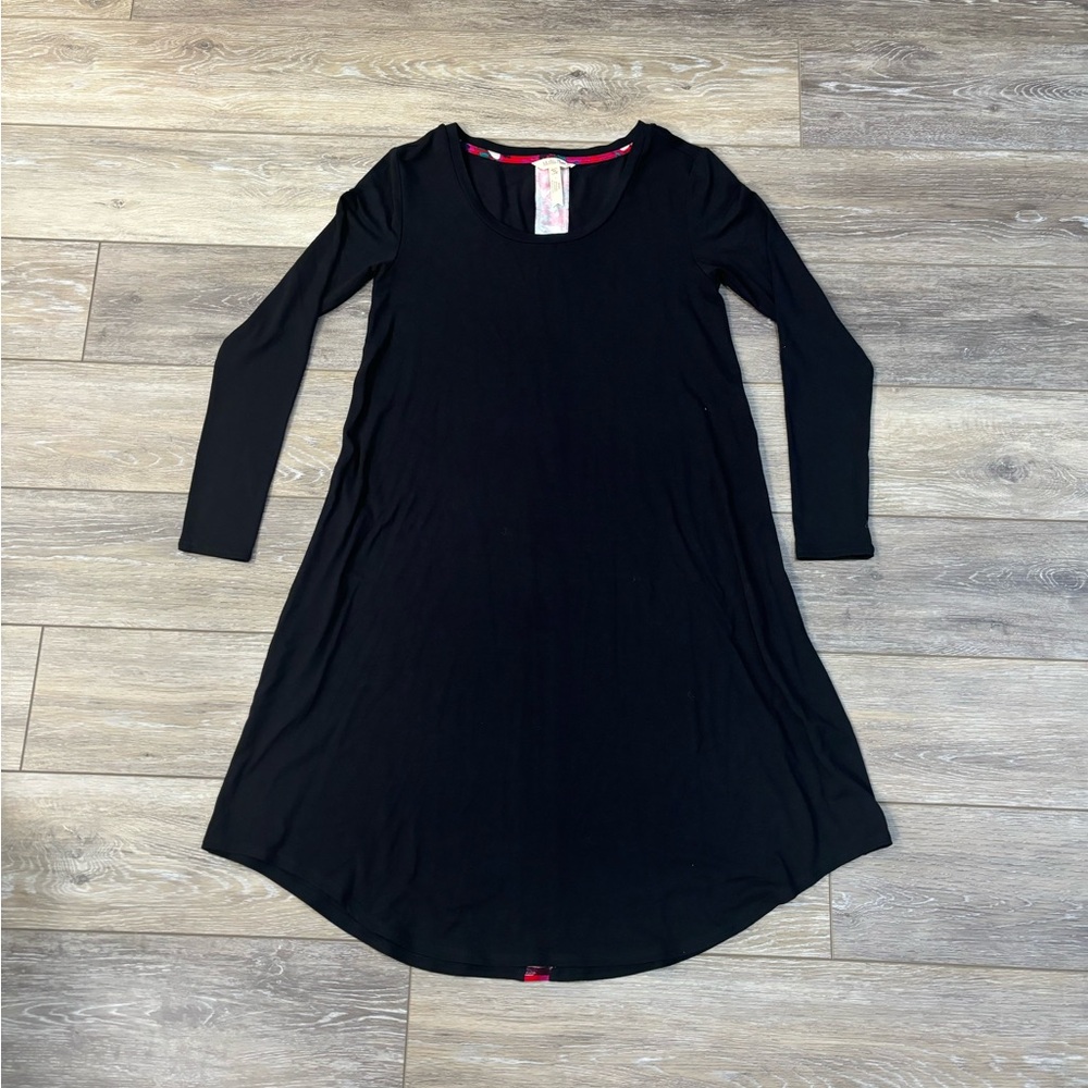 Matilda Jane Dress Sz XS Paint It Black Floral Stripe Back Whimsigoth Witchy